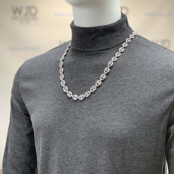 Sterling Silver 12mm Puffed Anchor Mariner Chain (Hollow) 24"-36"