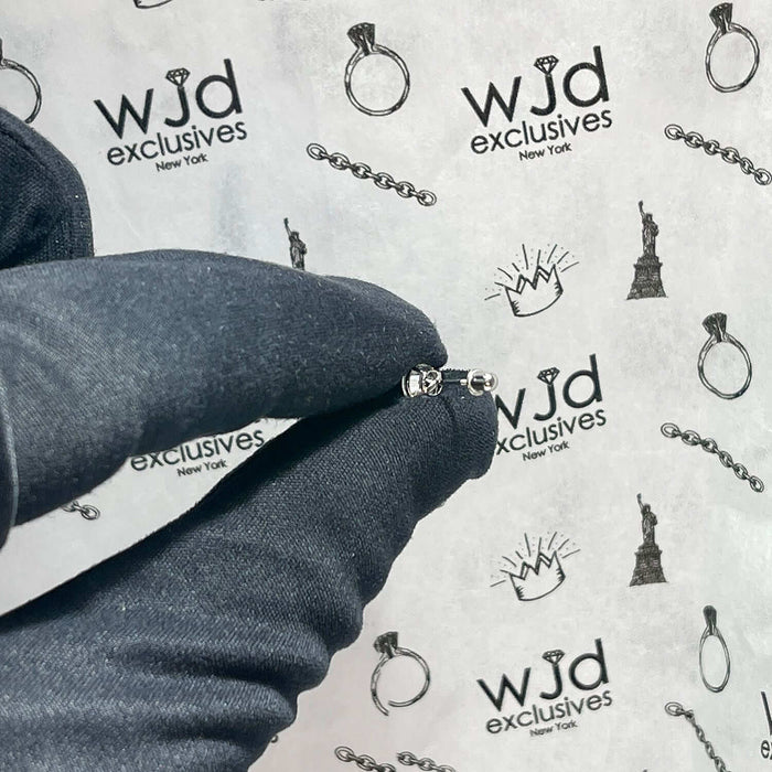 14k White Gold CZ Stud Screw Back Earrings 0.10Ct-4Ct