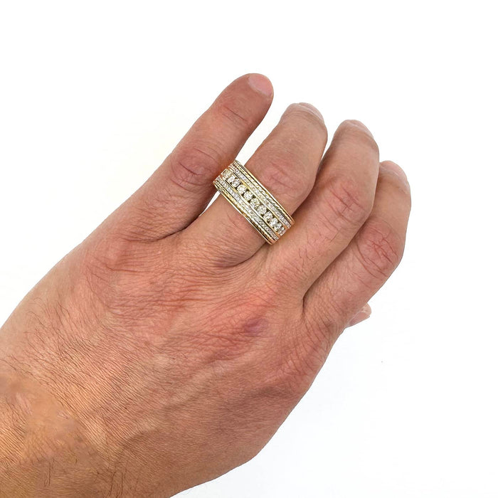 1.20CTW Natural Diamond 10K Gold Yellow White Band Ring - WJD Exclusives