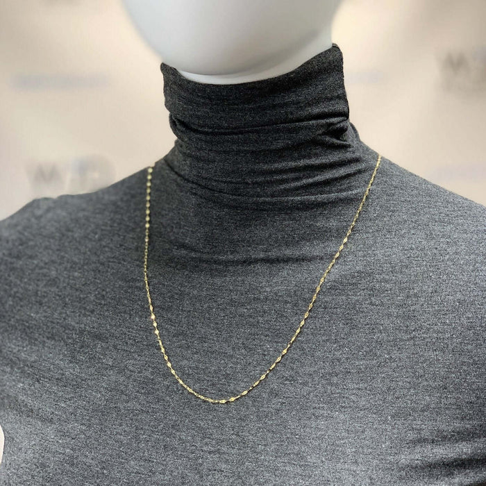 10K Yellow Gold 2mm Diamond-Cut Italian Mirror Chain (Solid Links) 16"-24"