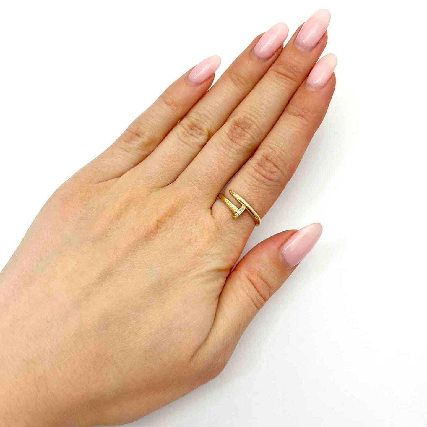 14K Yellow Gold CZ Twisted Nail Ring