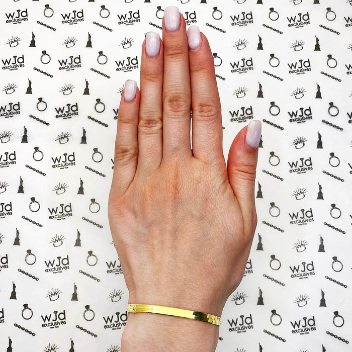 14K Yellow Gold Over Sterling Silver 4.5mm Flexible Silky Herringbone Bracelet (Solid Links) 7" 8"