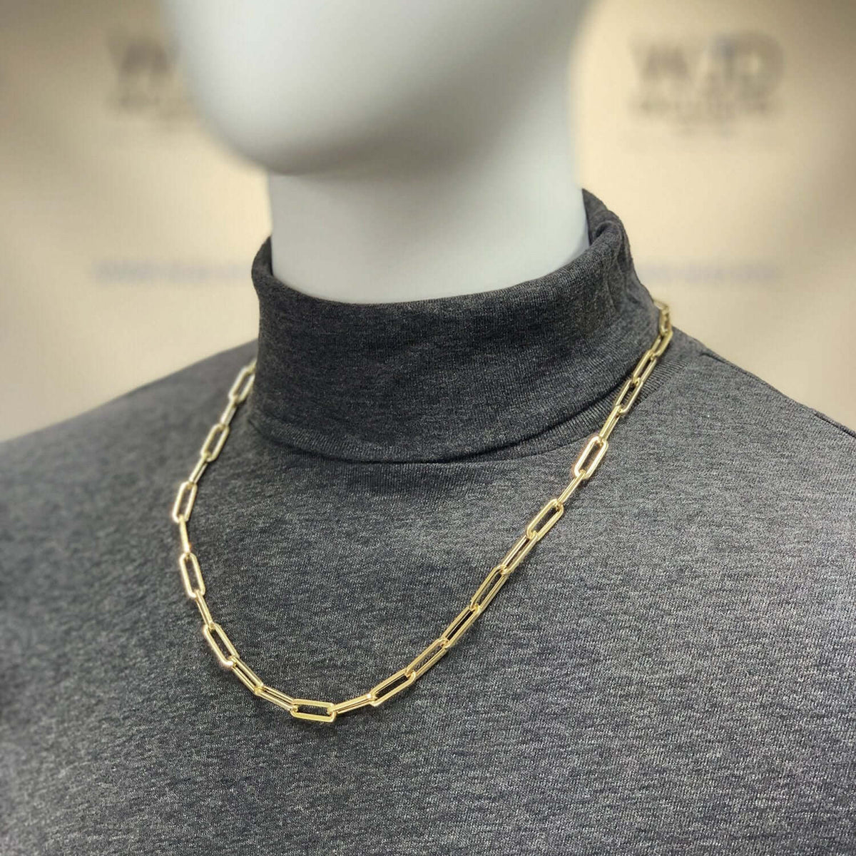 14K Yellow Gold 6mm Paperclip Elongated Chain (Hollow) 16"-30"