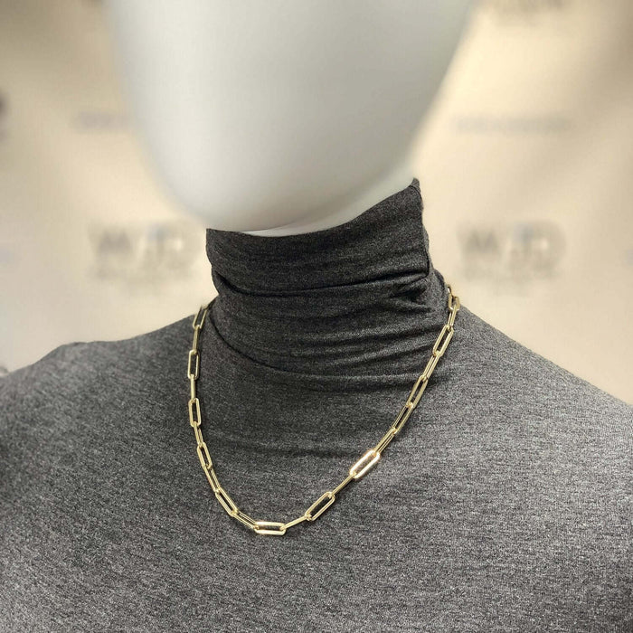 14K Yellow Gold 5mm Paperclip Elongated Chain (Hollow) 16"-30"