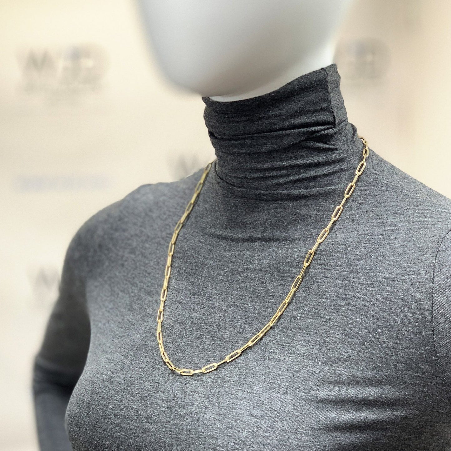 14K Yellow Gold 4mm Paperclip Elongated Chain Necklace 16"-30"