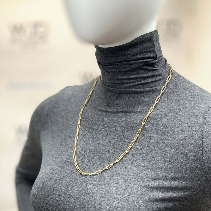 14K Yellow Gold 4mm Paperclip Elongated Chain (Hollow) 16"-30"