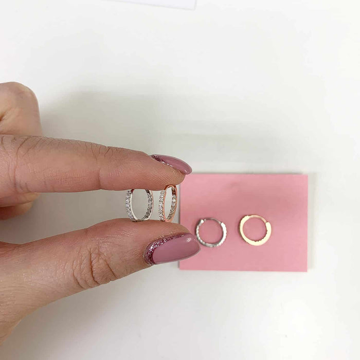 18K Yellow White Rose Gold .50CT Natural Diamond Huggie Hoop Earrings 14mm