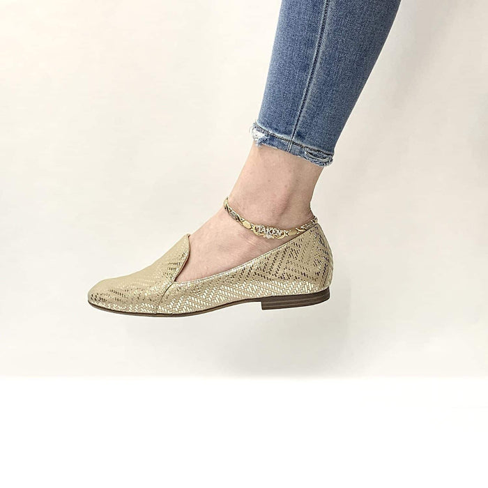 10K Yellow White Gold Stampato XO "TAKEN" Nameplate Anklet (Hollow) 10"