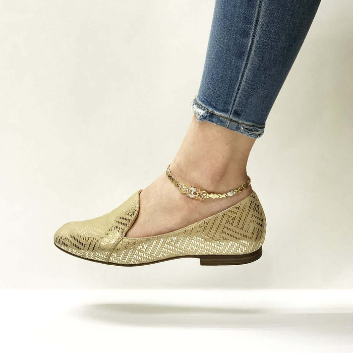 10K Gold Two-Tone Heart & Kisses "PRINCESS" XO Ankle Bracelet (Hollow) 10"