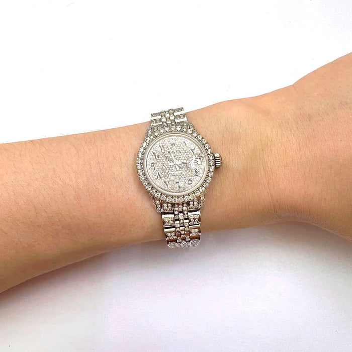 Rolex Datejust Custom Diamond Pave 69173 Jubilee Band Diamond Dial Bezel 26mm Watch - WJD Exclusives