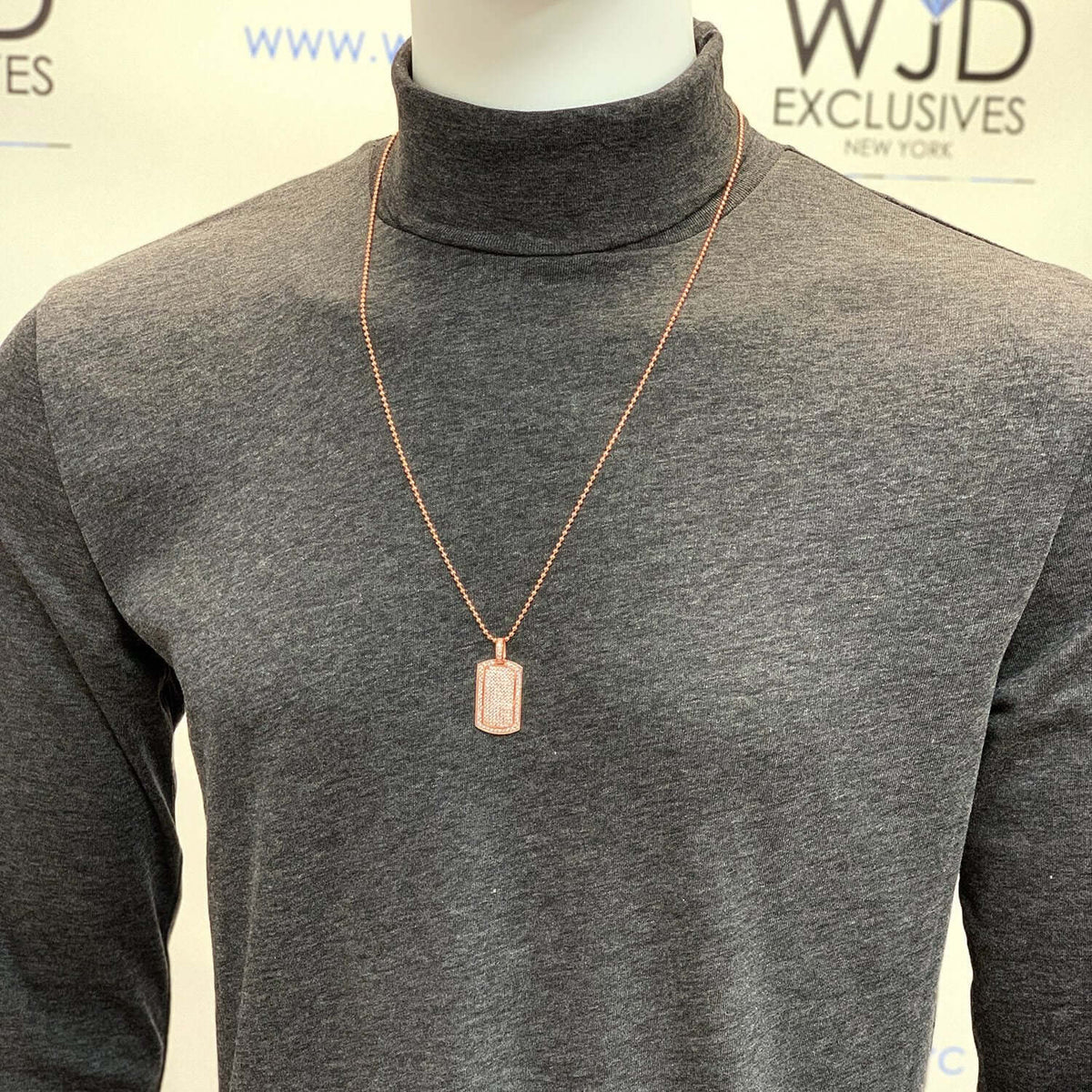 2.20CTW CZ Dog Tags Pendant 14K Yellow White Rose Gold 1.5"