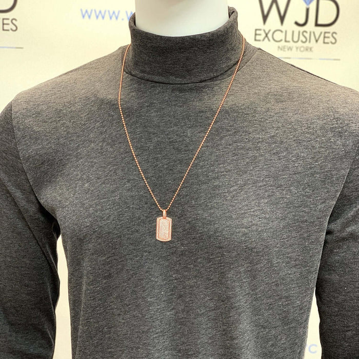 2.20CTW CZ Dog Tags Pendant 14K Yellow White Rose Gold 1.5"