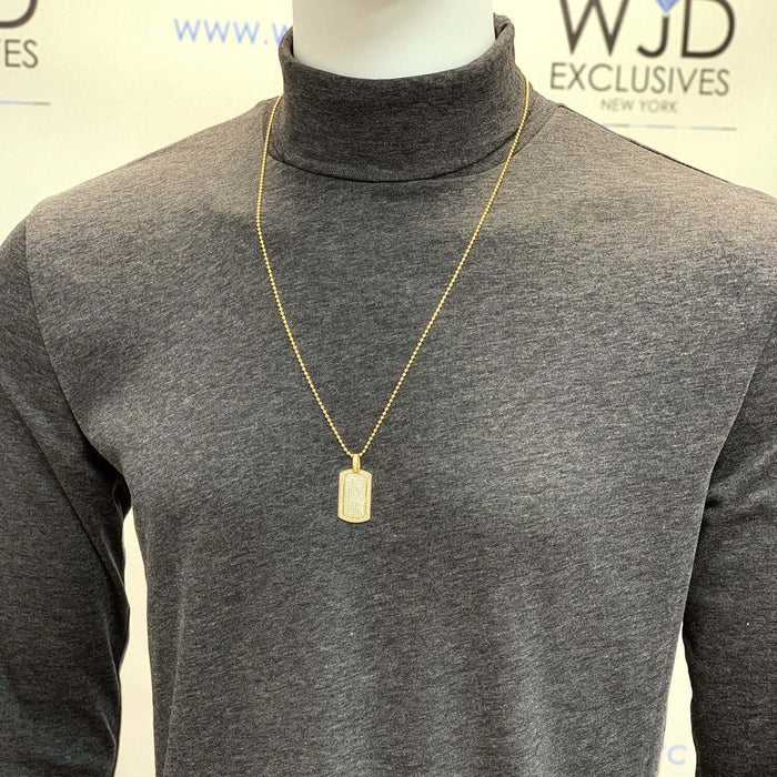 2.20CTW CZ Dog Tags Pendant 14K Yellow White Rose Gold 1.5"
