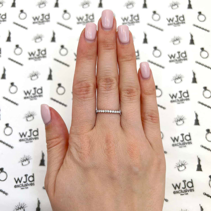 0.60CTW Natural Diamond 1.8mm 18K Gold White Eternity Wedding Ring Band