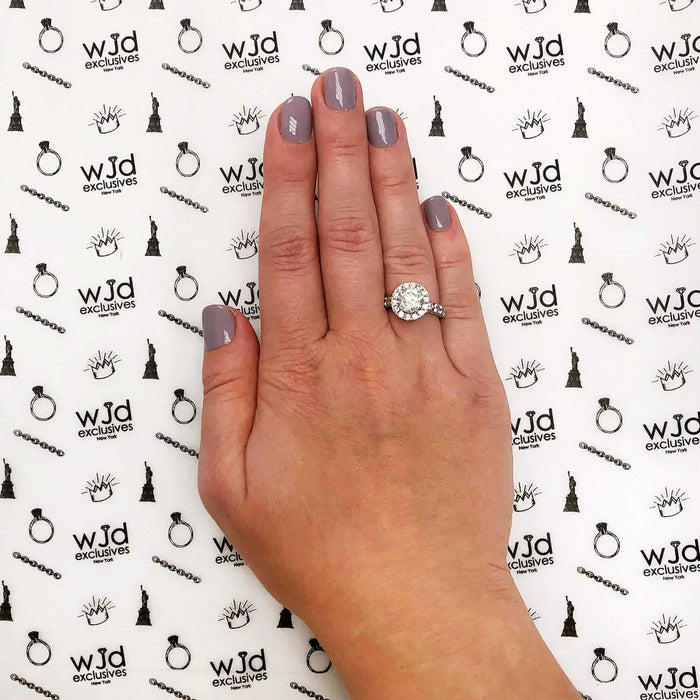 2.20CTW CZ Round Halo 14K Gold White Engagement Ring