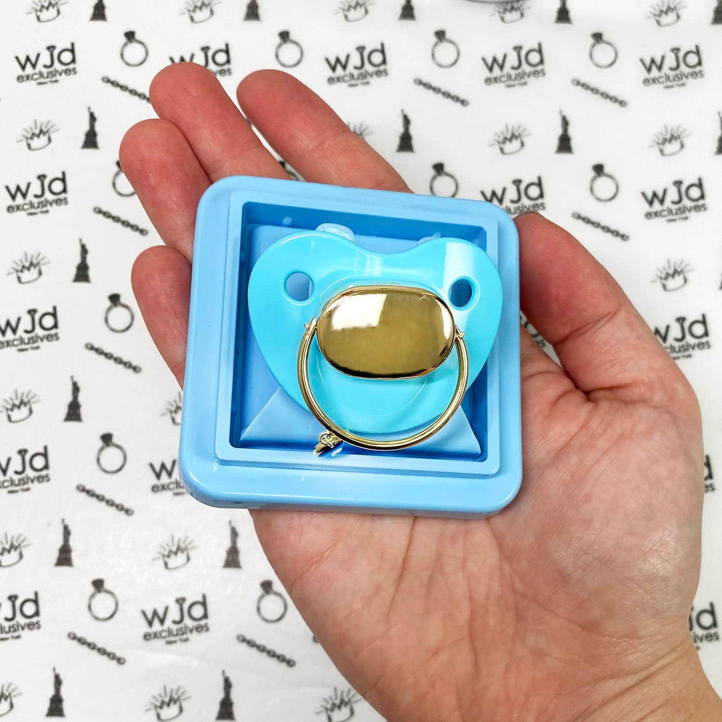 Engravable Solid 14K Gold New Born Baby Gift Evil Eye Protection Pacifier