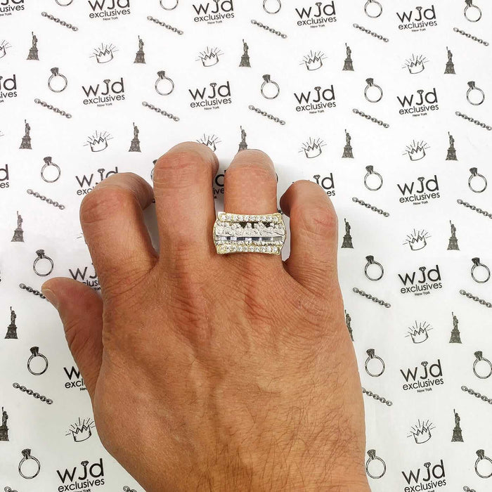 10K Gold Two-Tone CZ Religious Last Supper Signet Ring