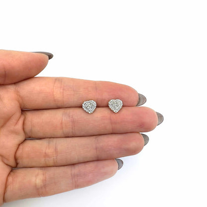 0.05CTW Natural Diamond 18K Gold Over Silver Heart Cluster Stud Earrings