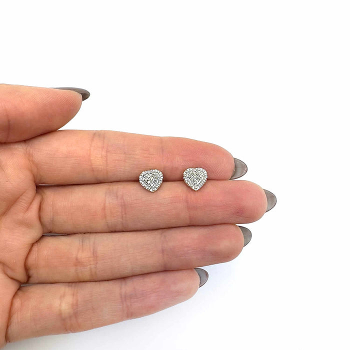 0.05CTW Natural Diamond 18K Gold Over Silver Heart Cluster Stud Earrings - WJD Exclusives
