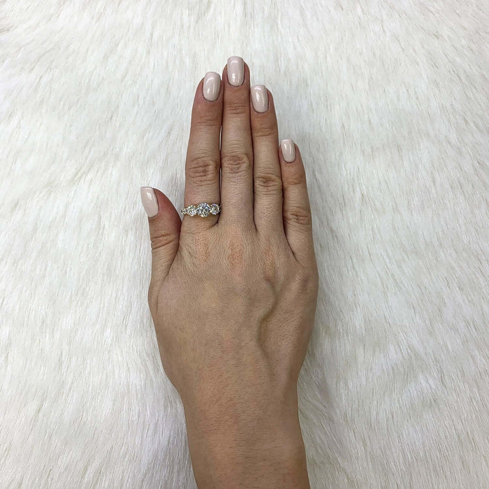 2.50CTW CZ Three Stone 14K Yellow Gold Engagement Ring