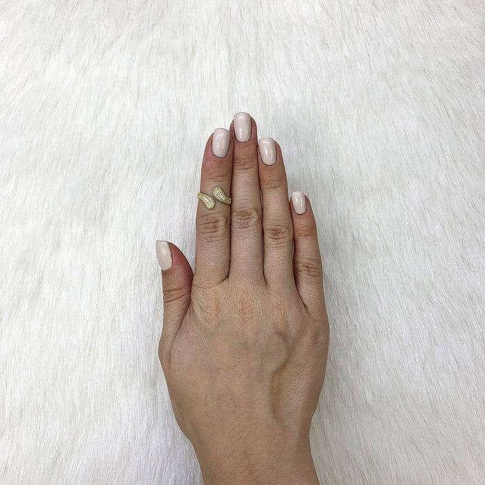 14K Gold 0.15CTW CZ Adjustable Knuckle Midi Ring