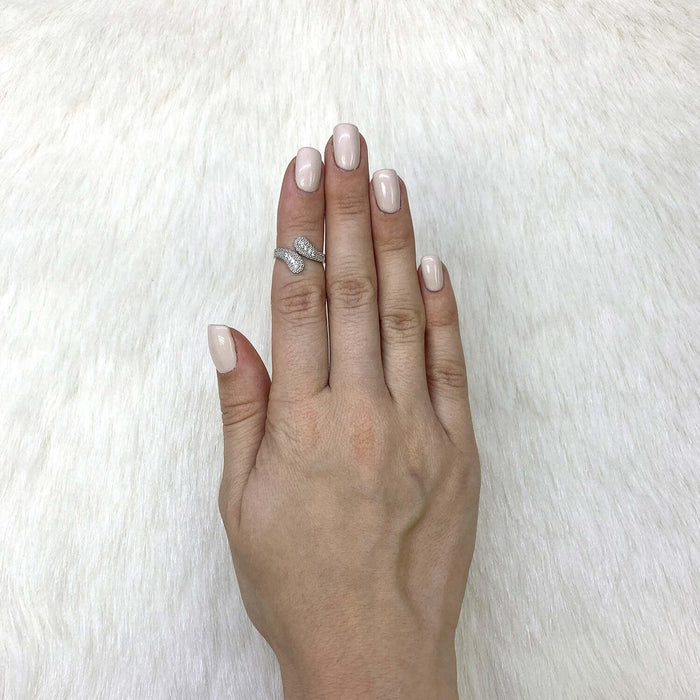 14K Gold 0.15CTW CZ Adjustable Knuckle Midi Ring