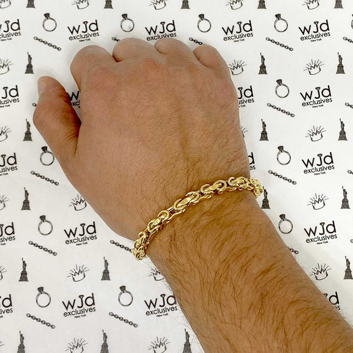 10K Yellow Gold 6mm Bullet Bracelet (Solid Links) 9"