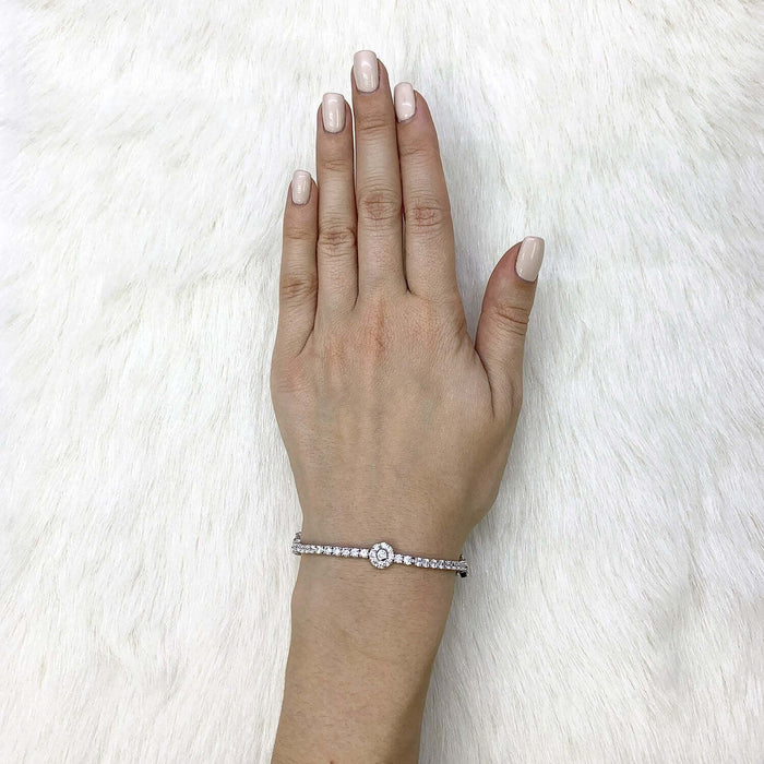 Sterling Silver Emerald Ruby Sapphire Tourmaline Zircon Flower Tennis Bracelet 7"