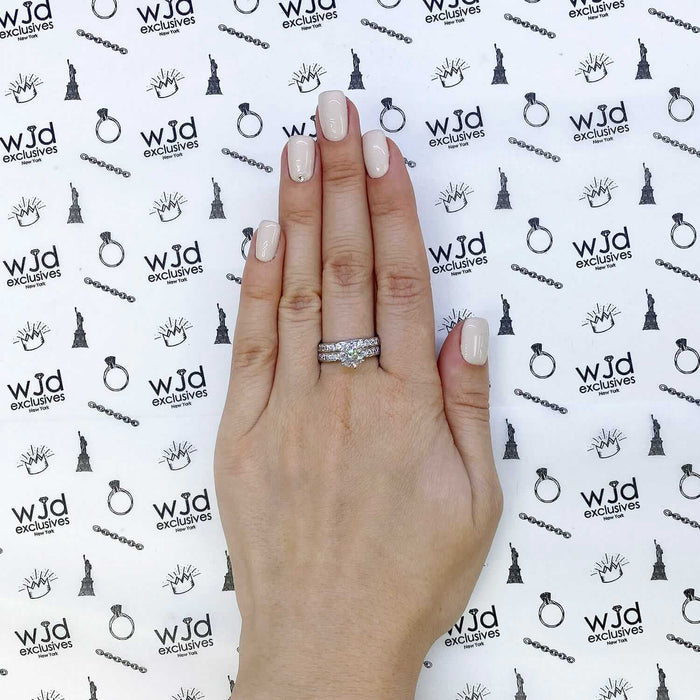 2CTW CZ 14K Gold White Engagement 2.5mm Wedding Bands His Her Set