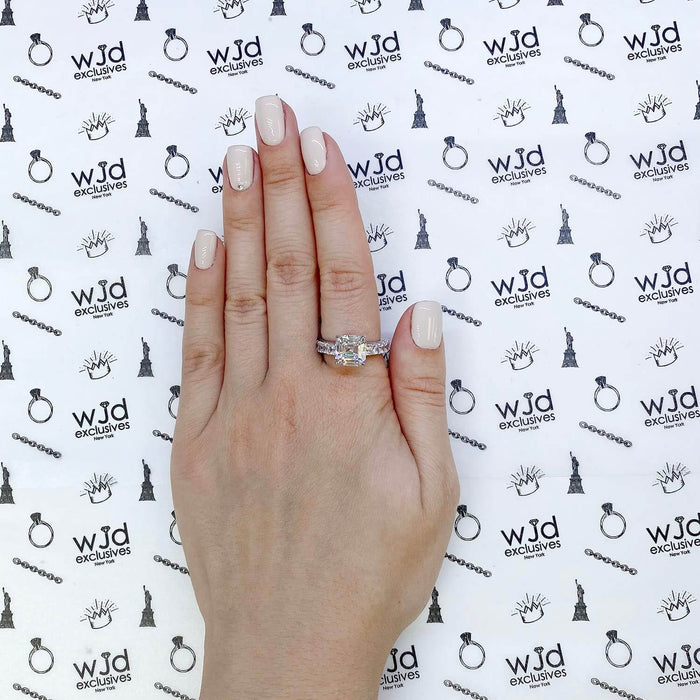 6.5CT. TW Asscher Round-Cut CZ Engagement Ring 14K Gold White