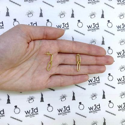 Yellow White Gold Tone 925 Silver Paperclip  Earrings 24mm