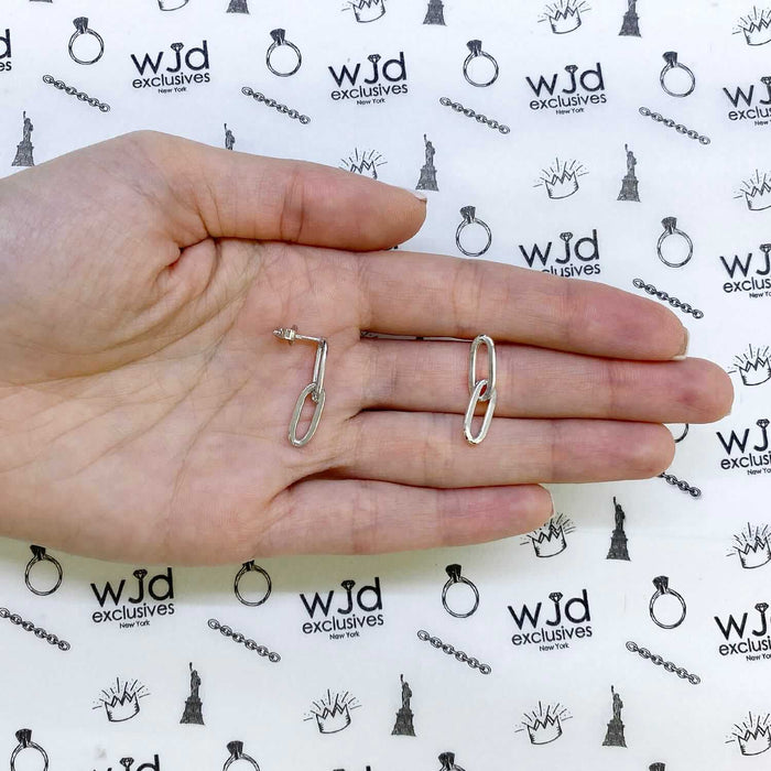 Yellow White Gold Tone 925 Silver Paperclip Earrings 24mm