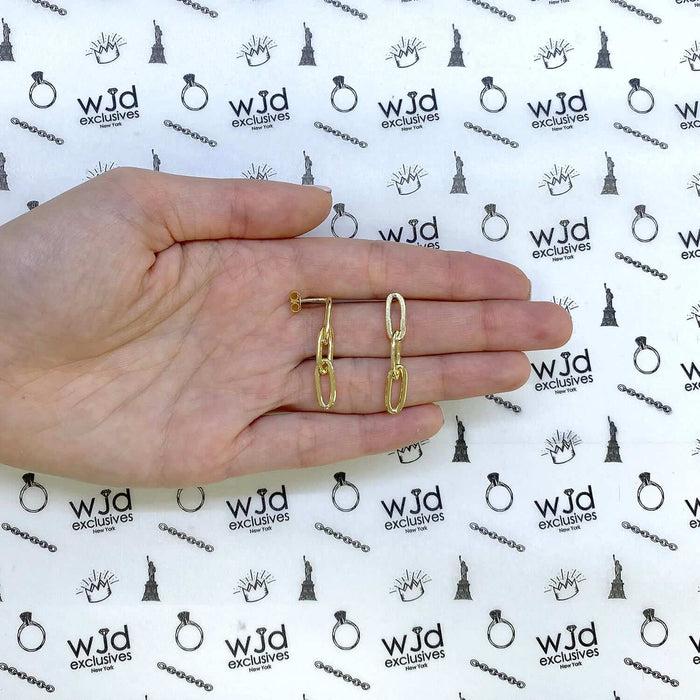 Yellow White Gold Tone 925 Silver Paperclip Earrings 35mm