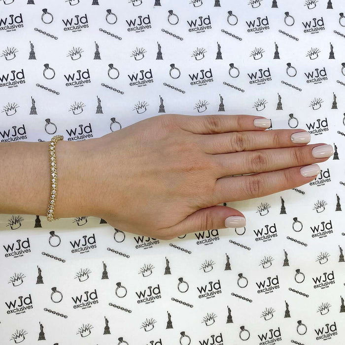 14K Yellow Gold 1.20CTW CZ 4mm Tennis Bracelet 7.5"