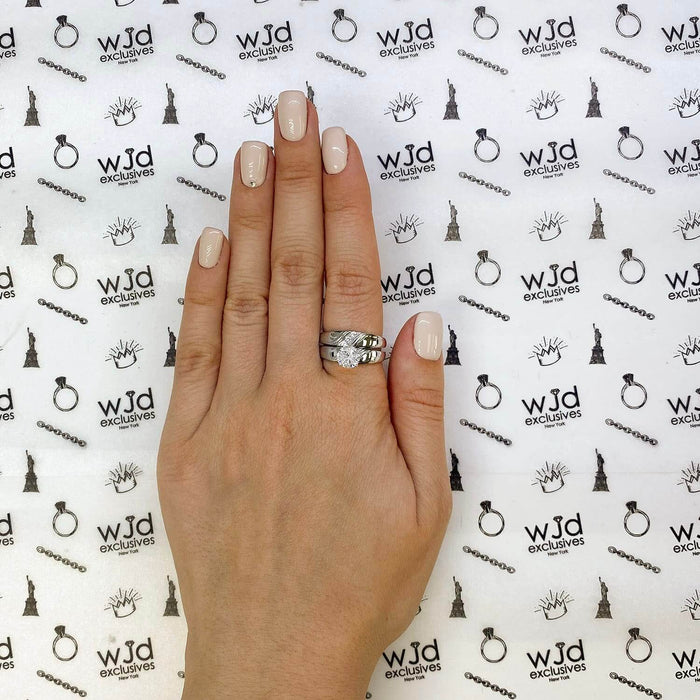 14K Gold White 1.3CTW CZ His Hers Engagement Bridal Rings Set