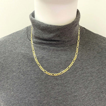 Solid 18K Gold Over Silver 5mm Figaro Chain Necklace 18"-24"