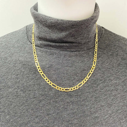 Solid 18K Gold Over Sterling Silver 6mm Figaro Chain Necklace 18"-24"