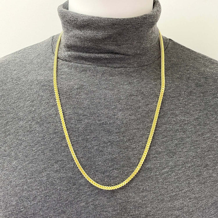 18K Gold Over Silver 3.5mm Franco Chain (Hollow) 20"-30"