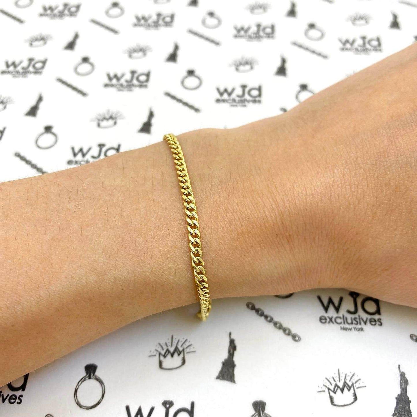 10K Gold Yellow 2.9mm Hollow Miami Cuban Bracelet 8"