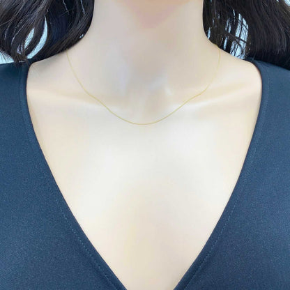 Solid 14K Gold 0.8mm Cable Chain Necklace 16"-22"