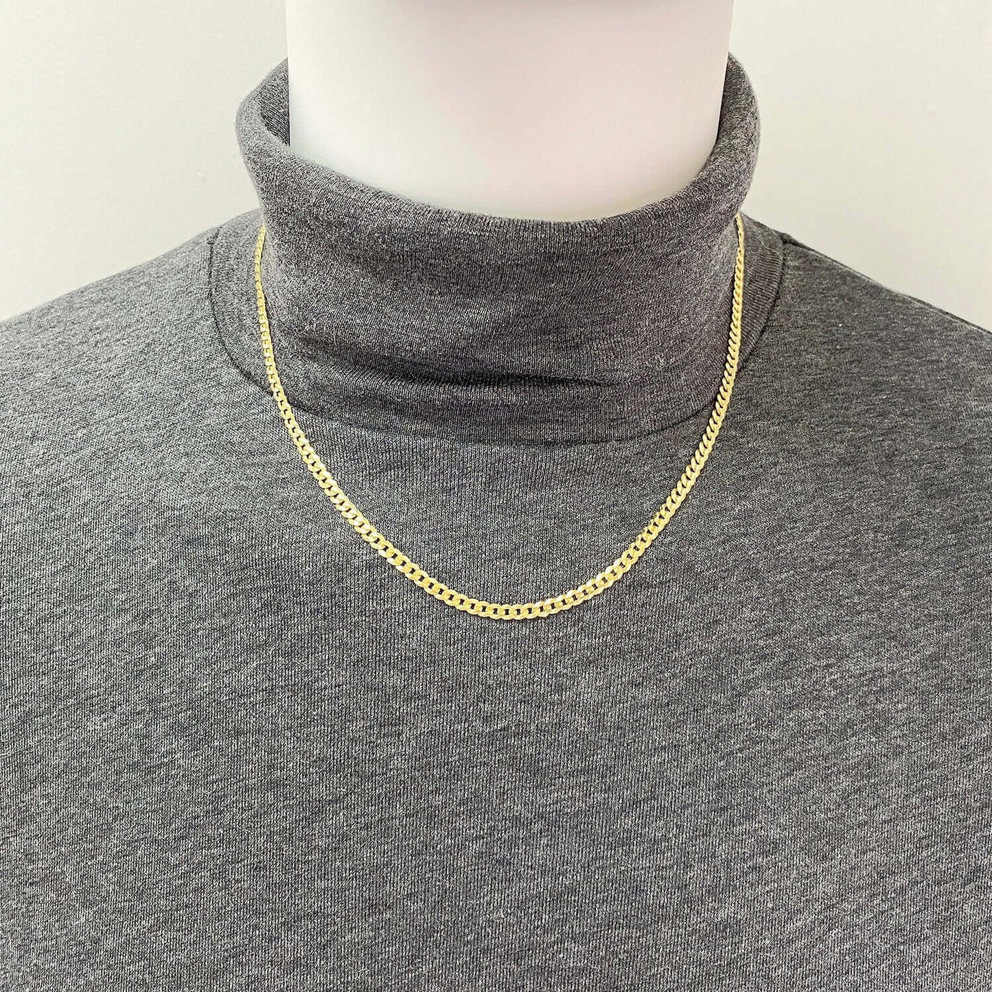 KidsSolid 18K Gold Over Silver 3.6mm Cuban Chain 16"-20"