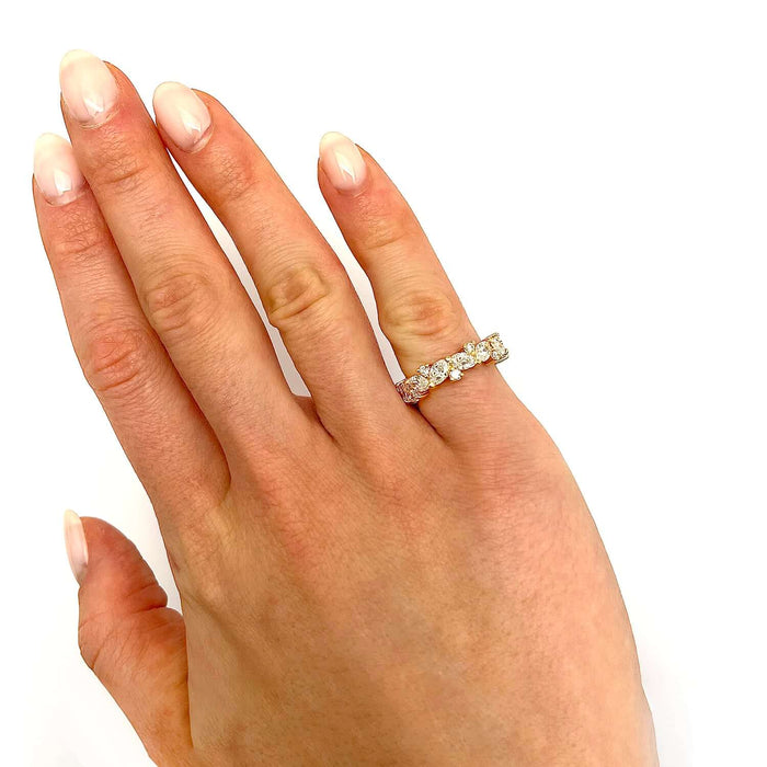 3.10CTW Lab-Grown Diamond Marquise Round 2.7mm Eternity 18K Gold Wedding Band