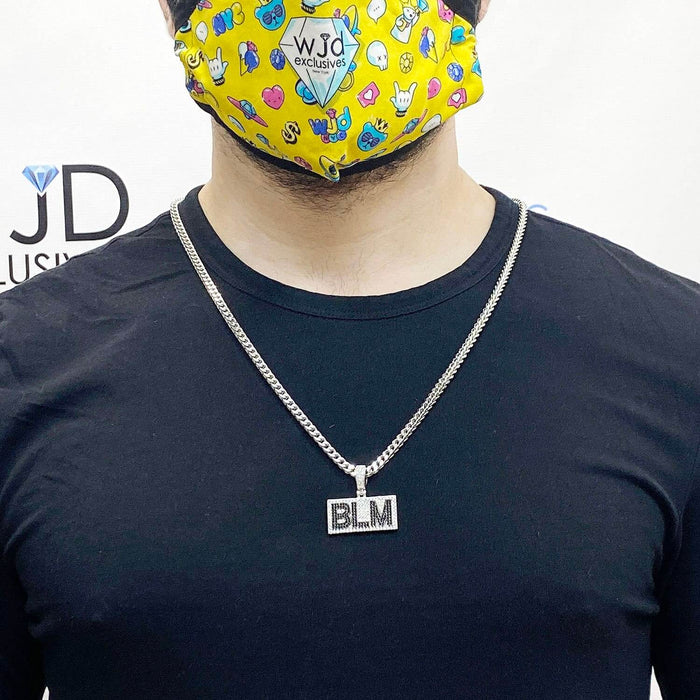 925 Sterling Silver Black White CZ Pave BLM Pendant