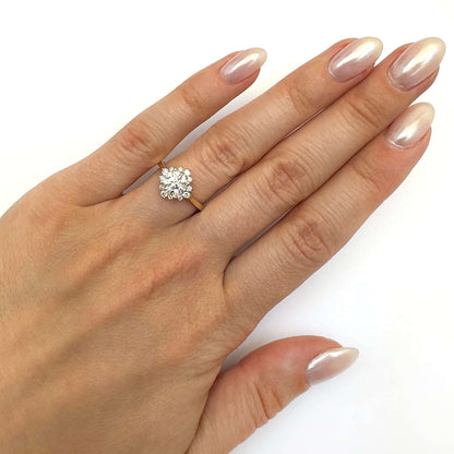 1.50CTW Lab-Grown Diamond 14K Gold Yellow Flower Engagement Ring