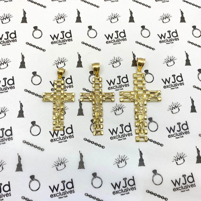 Solid 10K Gold Jubilee Crucifix Cross Pendant 2"-3"