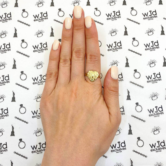 10K Gold Yellow Split Shank Heart Nugget Ring