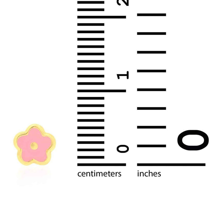 Kids 14K Gold Pink Blue Green Red White Purple Yellow Flower Stud Earrings