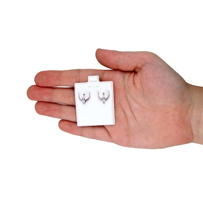 925 Sterling Silver Simulated Fire Opal Huggie Hoop Earrings 0.5"