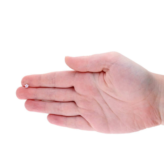 14K White Gold Birthstone Flower Bone Stud 20G Nose Ring