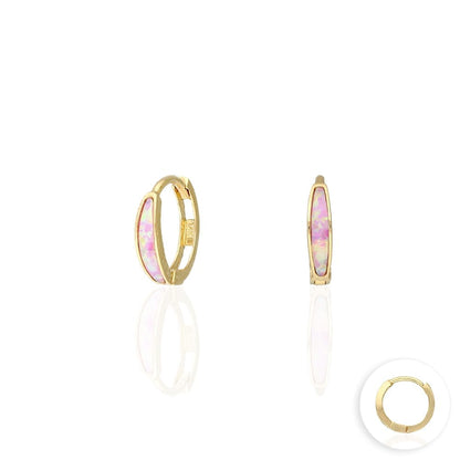 14k Yellow Gold Multicolor Fire Opal Huggie Hoop Earrings 0.4"